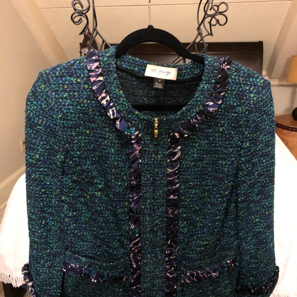 St. John 2 piece jacket and silk blouse